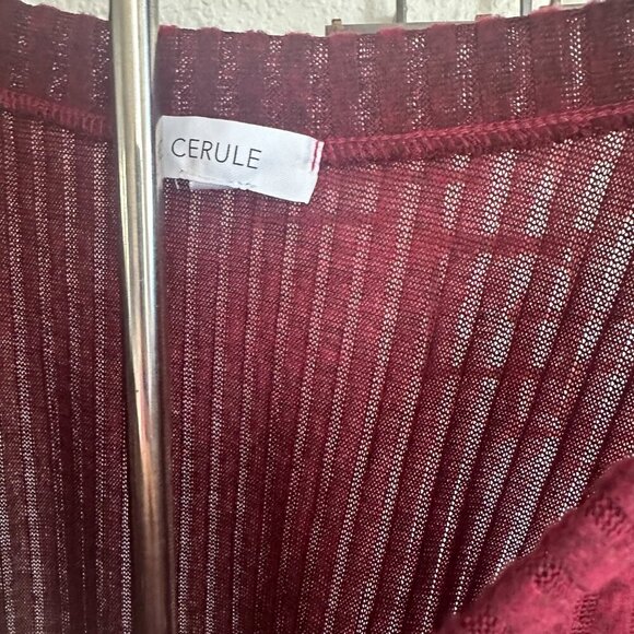 Wine Red Rib Knit Long Sleeve Top | Relaxed Fit | NWT - Picture 7 of 9